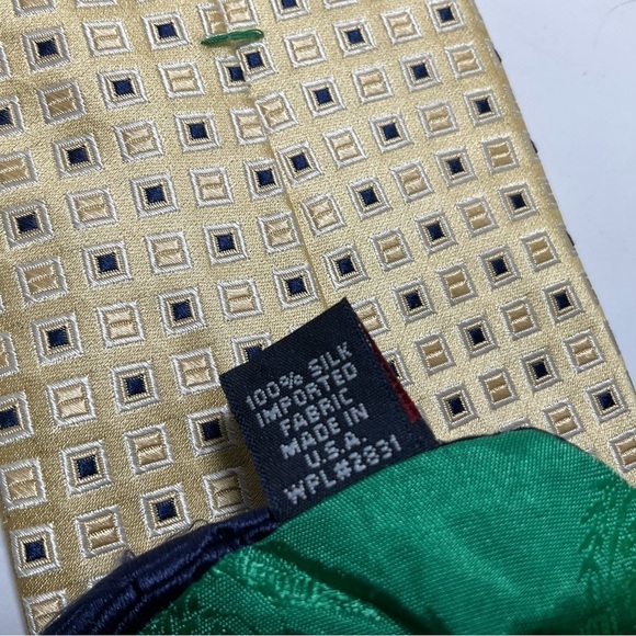Tommy Hilfiger Silk Tie Yellow Gold Blue Vintage Men’s - Picture 7 of 8